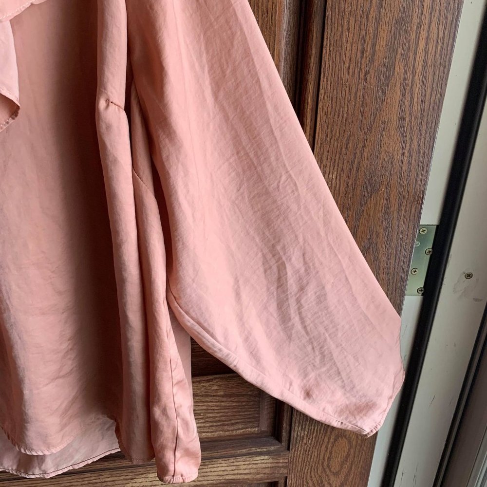 Lane Bryant blush silk ruffle accent long sleeve - Picture 5 of 7
